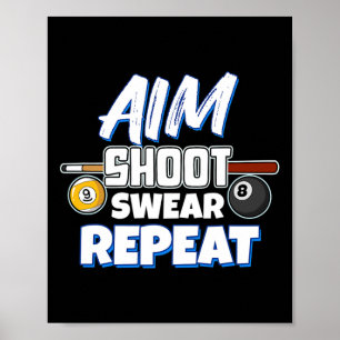 Póster Gracioso Aim Pool Player Gift Billiard