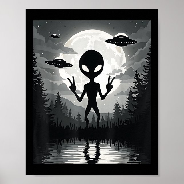 Póster Gracioso Alien Uap Extraterrestre Ufos Cosmic Enth (Frente)