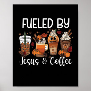 Póster Gracioso Alimentado Por El Café Jesus Caffeine Lov