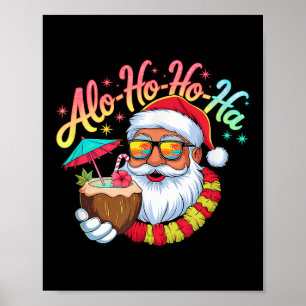 Póster Gracioso Alo-ho-ha Santa Surfing Christma