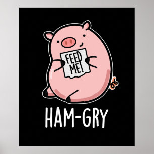Póster Gracioso animal con fiebre de jamón cerdo Pun Dark