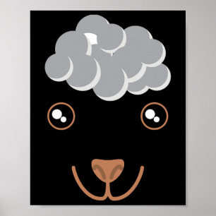 Póster Gracioso animal lindo cara de oveja disfraz Hallow