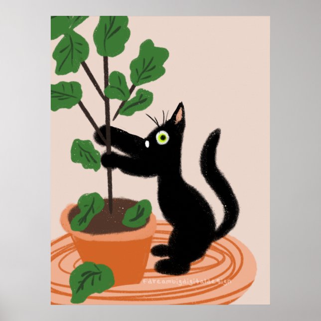 Póster Gracioso árbol de higos de gato con plantas afilad (Frente)