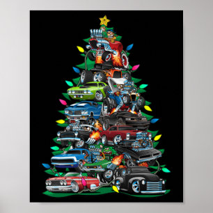 Póster Gracioso árbol de navidad de coche Clic Muslos Árb
