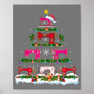 Póster Gracioso árbol de Navidad de la máquina de coser X