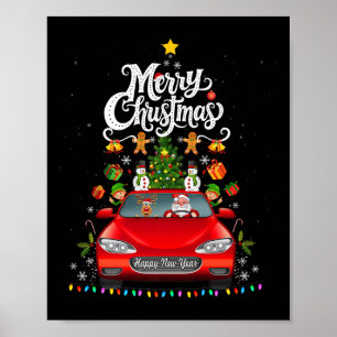 Póster Gracioso árbol de navidad del vagón de conducción