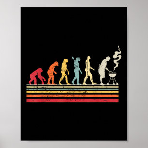 Póster Gracioso asador de parrilladas papá Evolution Man