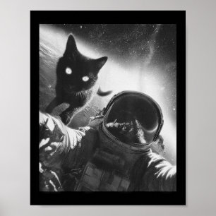 Póster Gracioso astronauta de gato gráfico Selfie Gracios