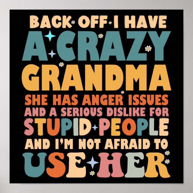 Póster Gracioso Atrás Tengo Una Abuela Loca (Frente)