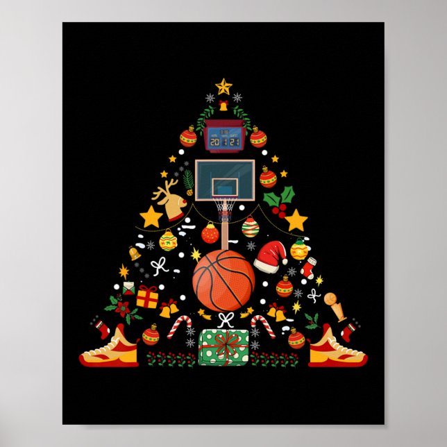 Póster Gracioso Ball Hoop Árbol de Navidad Merry Xm (Frente)