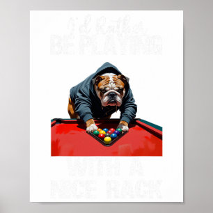 Póster Gracioso Bastante Bonito Bulldog Billiards Para Ho
