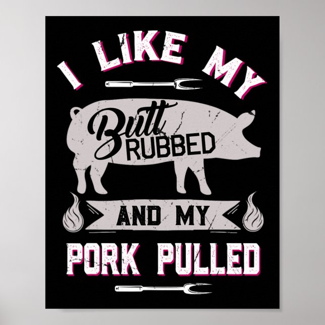 Póster Gracioso Bbq Grilling Cita Cerdo Puta (Frente)