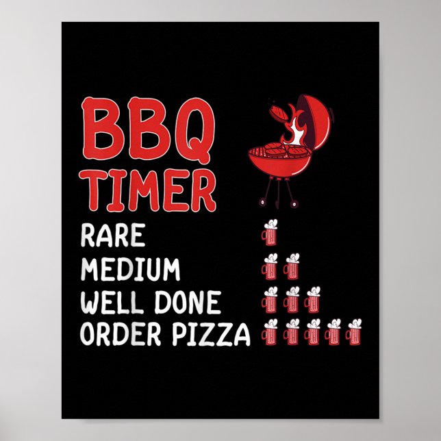 Póster Gracioso Bbq Timer Barbecue Grill Master Grilling  (Frente)