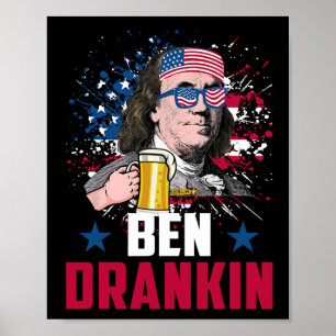 Póster Gracioso Ben Drankin 4 De Julio Hombres De Bandera