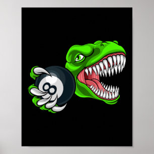 Póster Gracioso Billiards T-rex Art Billiards Piscina de 