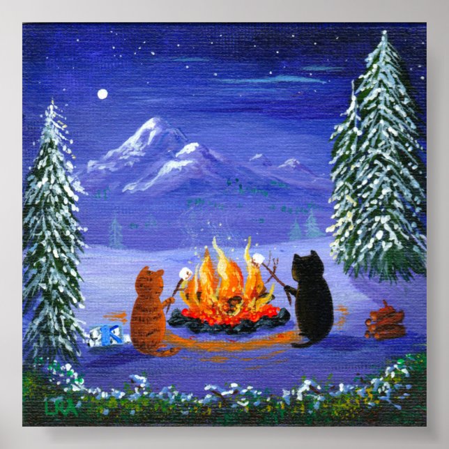 Póster Gracioso Black Cat Mouse Creationarts (Frente)