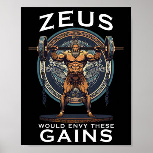 Póster Gracioso Bodybuilding Muscular Ganar Humor El Dios