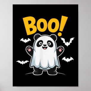 Póster Gracioso Boo Panda Halloween Desafío Fantasma Para