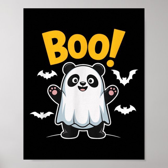 Póster Gracioso Boo Panda Halloween Desafío Fantasma Para (Frente)