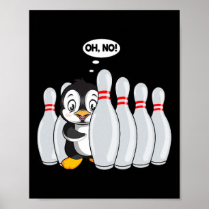 Póster Gracioso Bowling Pin Cute Penguin Para Bowling Lov