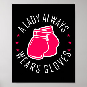 Póster Gracioso Boxeo Con Guantes Rosa Y Boxeador De Cami