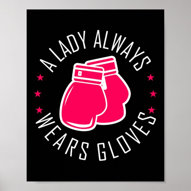 Póster Gracioso Boxeo Con Guantes Rosa Y Boxeador De Cami (Frente)