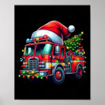 Póster Gracioso camión de bomberos Santa Christmas Tree i<br><div class="desc">Gracioso camión de bomberos Santa Christmas Tree enciende a mujeres hombres niños</div>