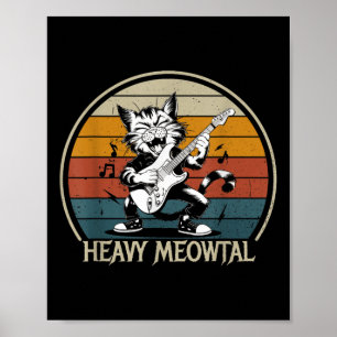 Póster Gracioso Camisa De Guitarra Gata - Jugando Gato De