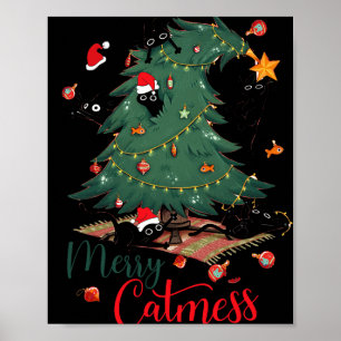 Póster Gracioso Cat Árbol de Navidad Merry Catamaranes Ca