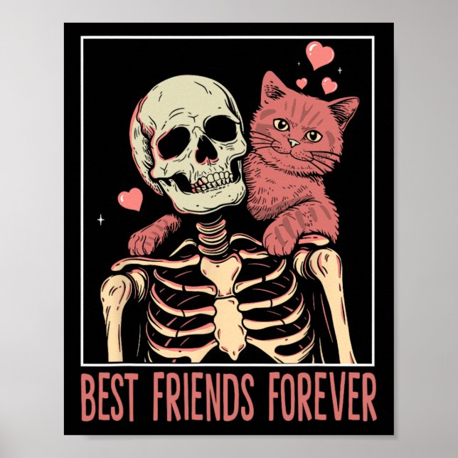 Póster Gracioso Cat Lady Tarot Card Skeleton Kitten Lover (Frente)