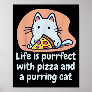 Póster Gracioso Cat Pizza Lover Kitten Cute Cat Hilarious