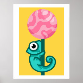 Póster Gracioso Chameleon- Cuta sala de juegos para anima