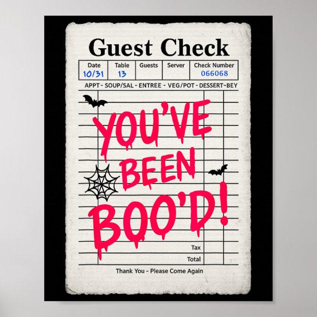Póster Gracioso cheque de invitado de Halloween que has e (Frente)