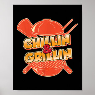 Póster Gracioso Chillin Y Grillin Grilling Meat Brisket B