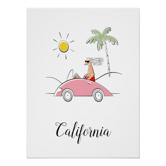 Póster Gracioso coche humorístico de California Lady Fanc (Anverso)