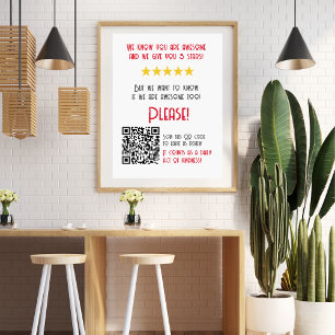 Póster Gracioso código QR deja una revisión única y moder