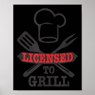Póster Gracioso Con Licencia De Grill Grill Bbq Meat Dad