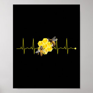 Póster Gracioso corazón de Bee Heartbeat Hive Naturaleza