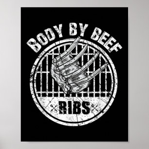 Póster Gracioso Costilla Corta Bbq Grill Por Costillas De