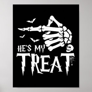 Póster Gracioso Costume de Halloween Pareja Skeleton Mate