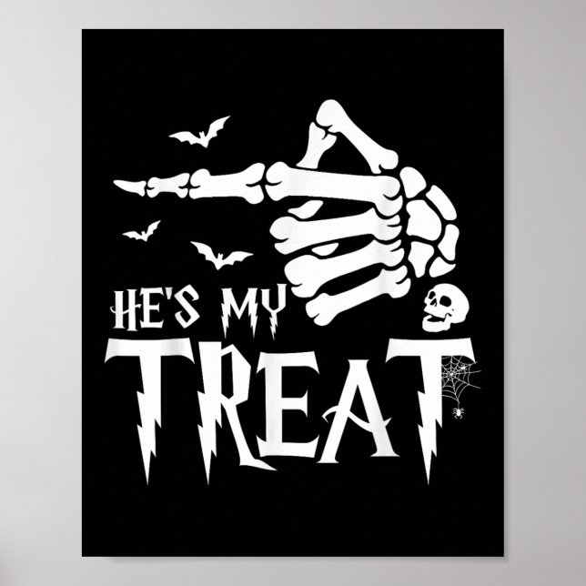 Póster Gracioso Costume de Halloween Pareja Skeleton Mate (Frente)