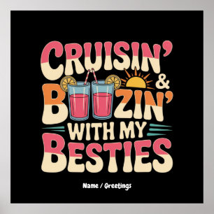 Póster Gracioso Cruissin' y Boozin' con mis bollos