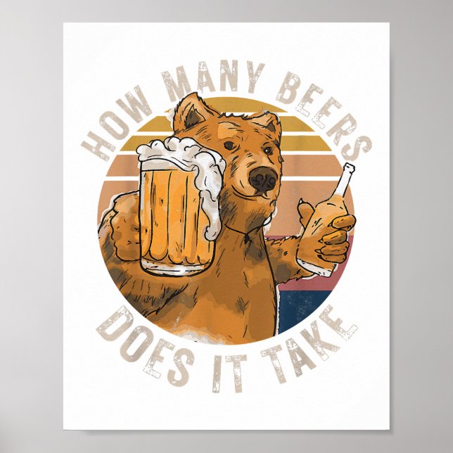 Póster Gracioso ¿Cuántas Cervezas Se Toma? (Frente)