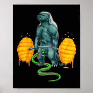 Póster Gracioso cuerpo de levantamiento de pesas con un d