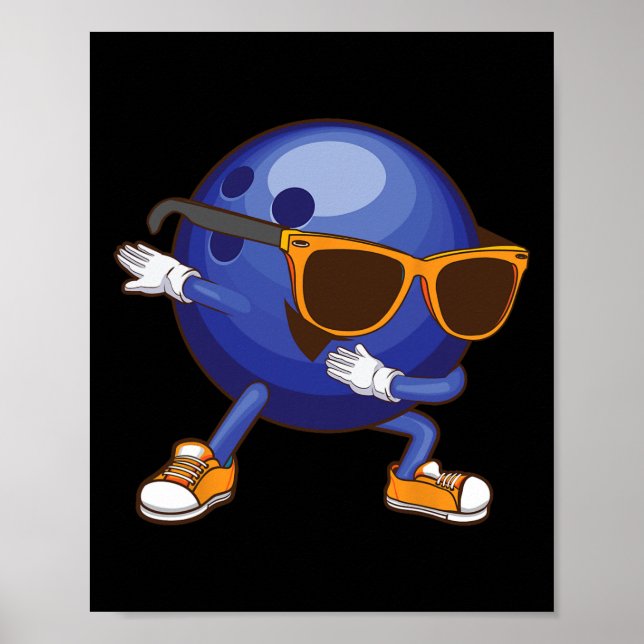Póster Gracioso Dabbing Bowl para niños bailarines Bowler (Frente)