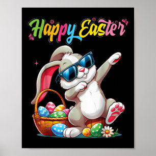 Póster Gracioso Dabbing Bunny Easter Feliz Pascua para ch