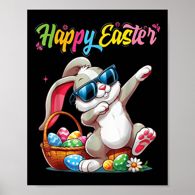 Póster Gracioso Dabbing Bunny Easter Feliz Pascua para ch (Frente)