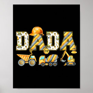 Póster Gracioso Dada Construcción Excavador Niños Coincid