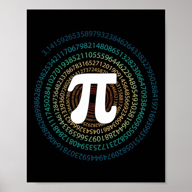 Póster Gracioso Día Pi 3.14 Pi Espiral Math Geek Student  (Frente)