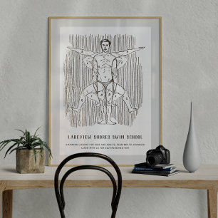 Póster Gracioso diagrama de escuelas de natación o nataci